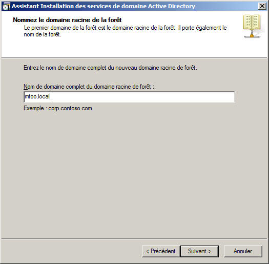 dcpromo : nom du domaine