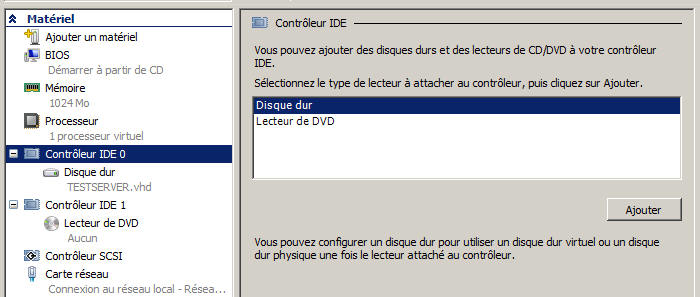 Etat des controleurs IDE et SCSI