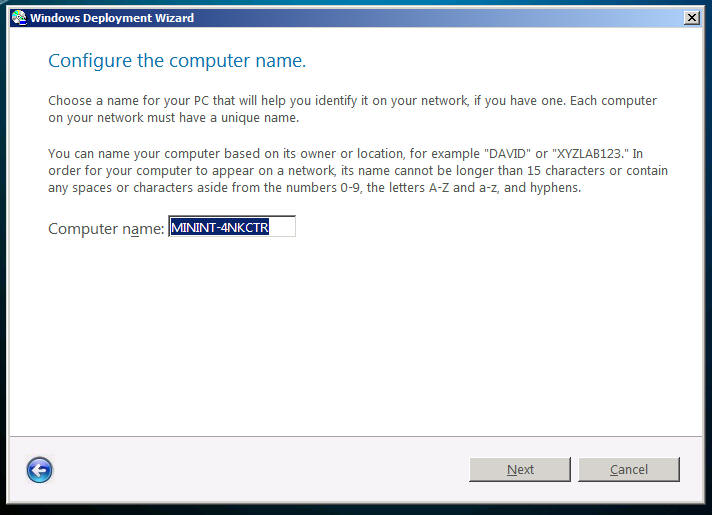 Computer name Lite Touch