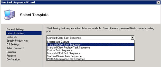 Standard task sequence