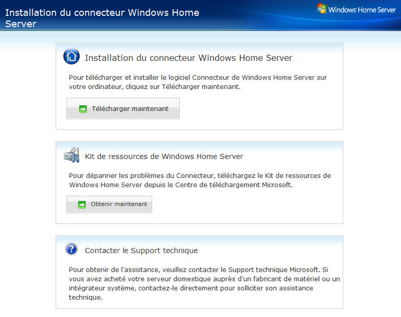 WHS installation connecteur