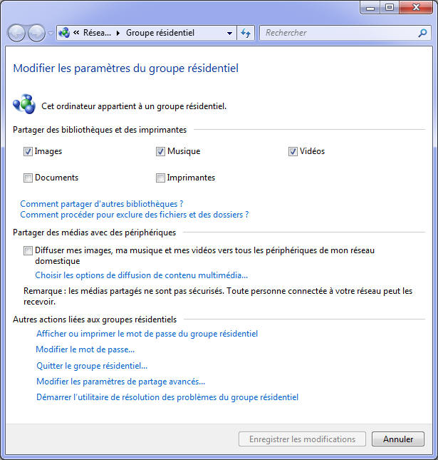Paramètres Groupe résidentiel