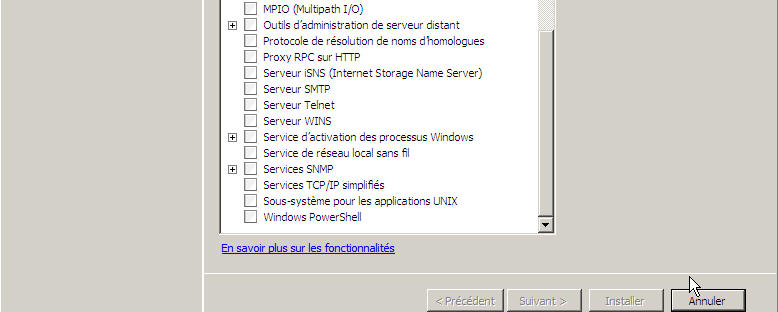 Sélectionner des fonctionnalités