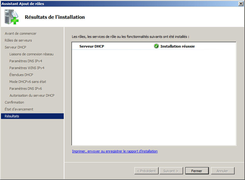 Installation réussie